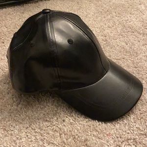 Black leather cap